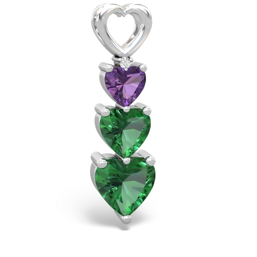 amethyst-lab emerald three stone pendant