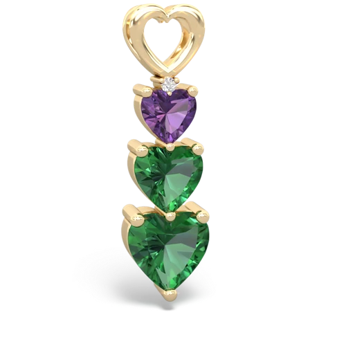Amethyst Genuine Amethyst with Lab Created Emerald and Genuine Amethyst Past Present Future pendant Pendant