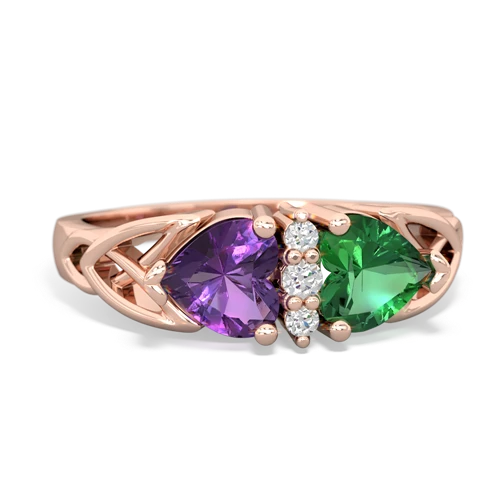 amethyst-lab emerald celtic ring