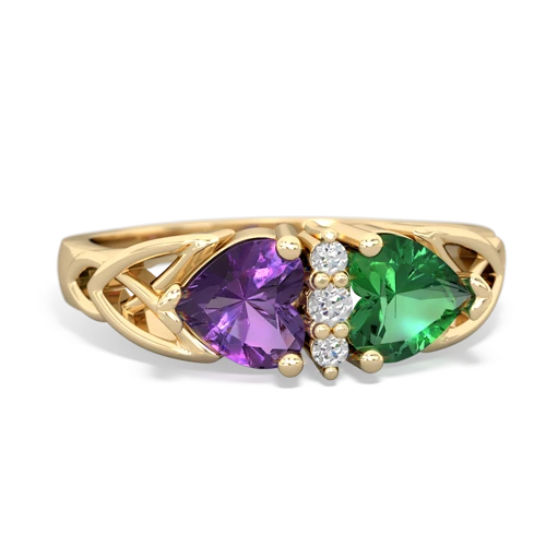 amethyst-lab emerald celtic ring