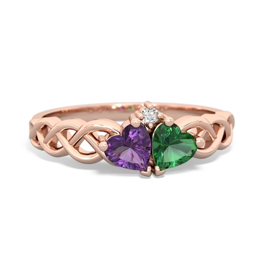 amethyst-lab emerald celtic braid ring