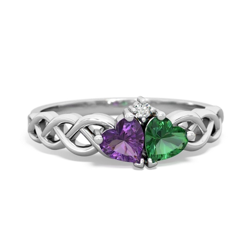 amethyst-lab emerald celtic braid ring