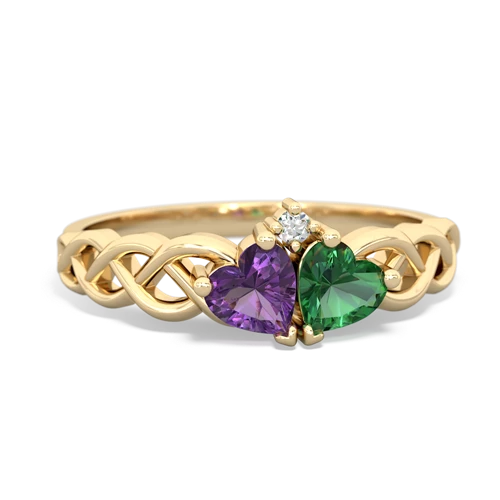 amethyst-lab emerald celtic braid ring