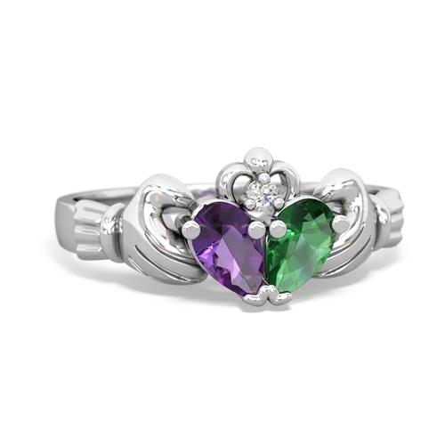 amethyst-lab emerald claddagh ring