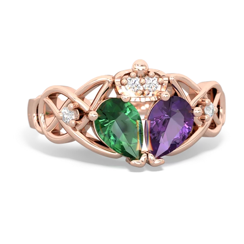 amethyst-lab emerald claddagh ring