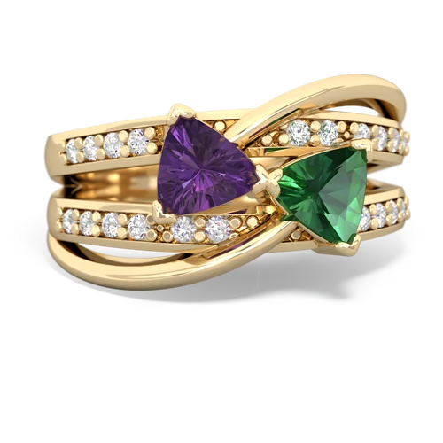 Amethyst Genuine Amethyst with Lab Created Emerald Bowtie ring Ring