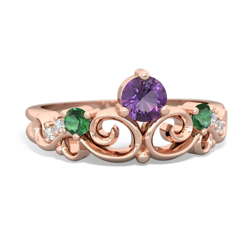 Amethyst Genuine Amethyst with Lab Created Emerald and Genuine Pink Tourmaline Crown Keepsake ring Ring
