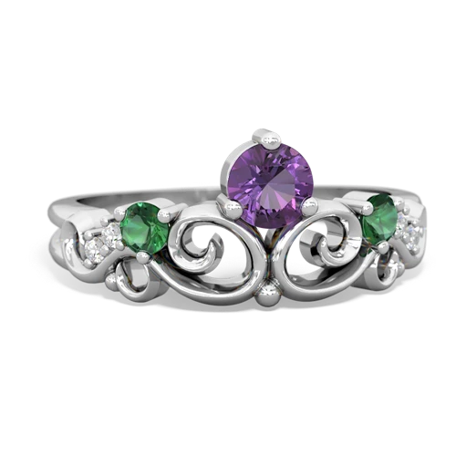 amethyst-lab emerald crown keepsake ring