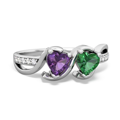 Amethyst Genuine Amethyst with Lab Created Emerald Side by Side ring Ring