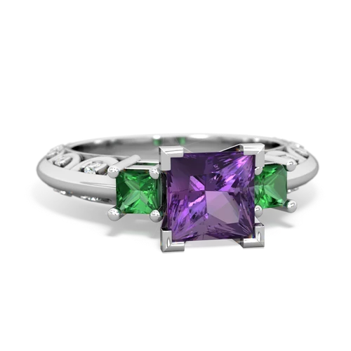 amethyst-lab emerald engagement ring