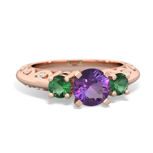 amethyst-lab emerald engagement ring