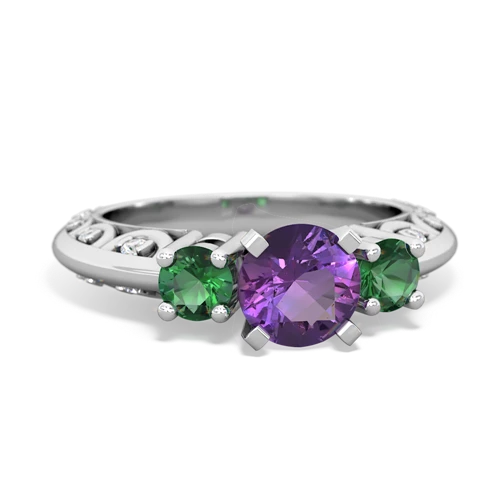 amethyst-lab emerald engagement ring