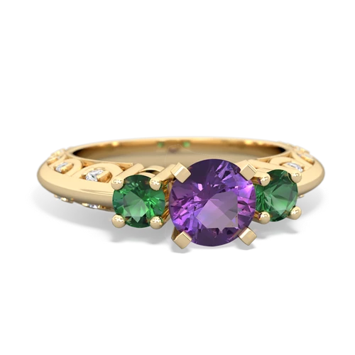 amethyst-lab emerald engagement ring