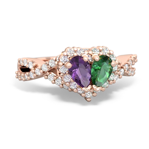 amethyst-lab emerald engagement ring