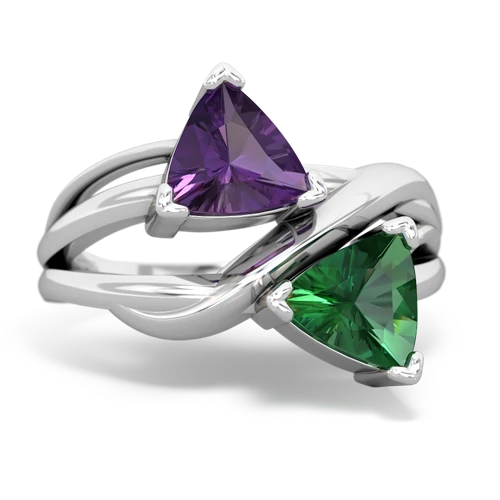 Amethyst Genuine Amethyst with Lab Created Emerald Split Band Swirl ring Ring