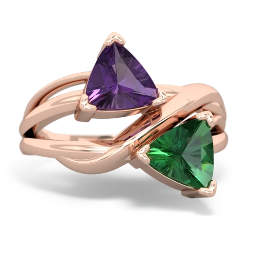 amethyst-lab emerald filligree ring