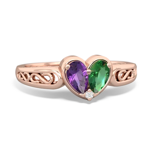 amethyst-lab emerald filligree ring
