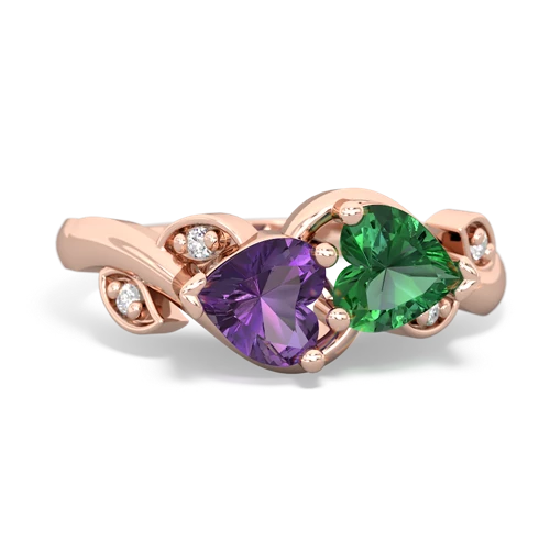 amethyst-lab emerald floral keepsake ring