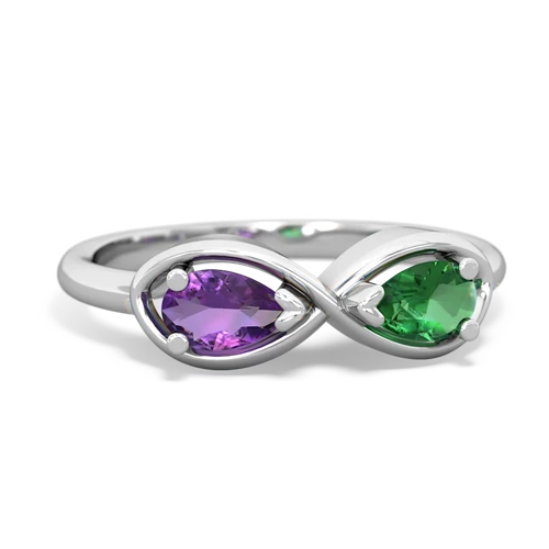 Amethyst Genuine Amethyst with Lab Created Emerald Infinity ring Ring