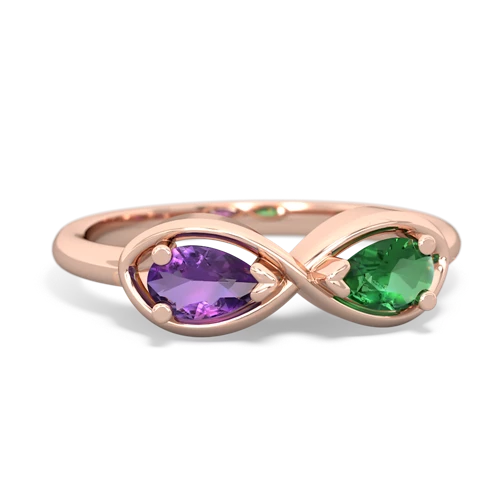 amethyst-lab emerald infinity ring