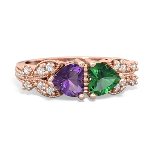 amethyst-lab emerald keepsake butterfly ring