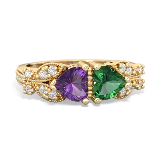 amethyst-lab emerald keepsake butterfly ring