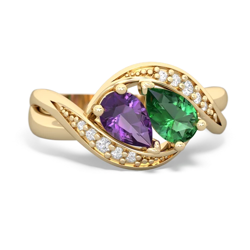 Amethyst Genuine Amethyst with Lab Created Emerald Summer Winds ring Ring