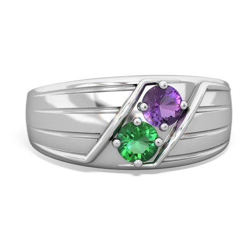 amethyst-lab emerald mens ring