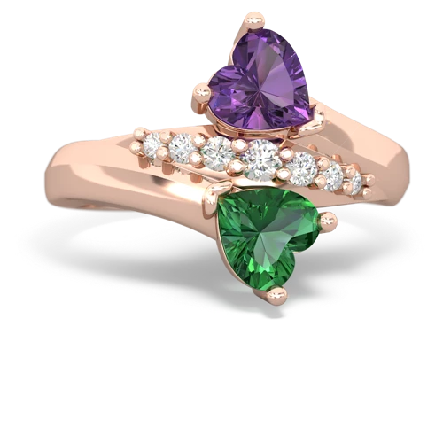 amethyst-lab emerald modern ring