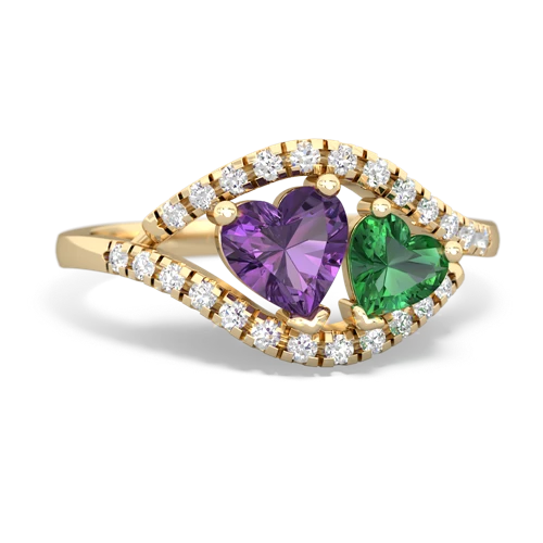 amethyst-lab emerald mother child ring