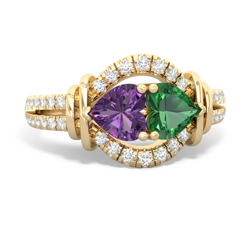 amethyst-lab emerald pave keepsake ring