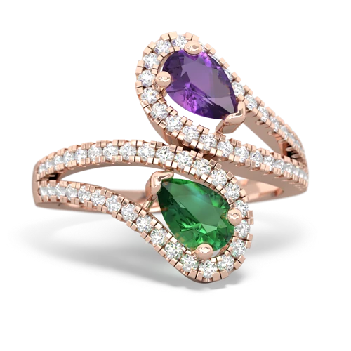 Amethyst Genuine Amethyst with Lab Created Emerald Diamond Dazzler ring Ring
