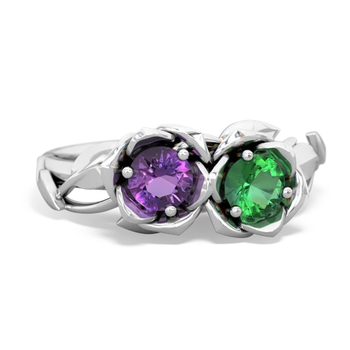 amethyst-lab emerald roses ring