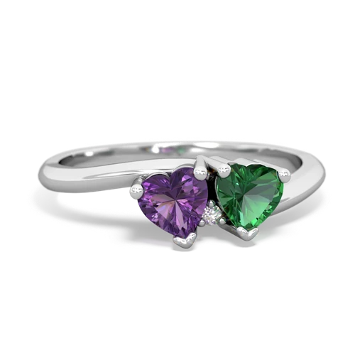 Amethyst Genuine Amethyst with Lab Created Emerald Sweetheart's Promise ring Ring