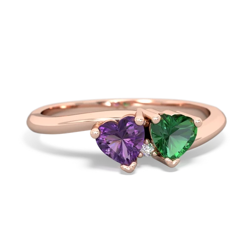 amethyst-lab emerald sweethearts promise ring