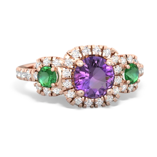 amethyst-lab emerald three stone regal ring