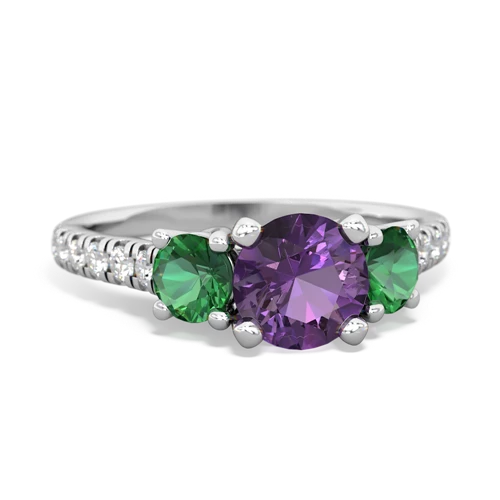 amethyst-lab emerald trellis pave ring