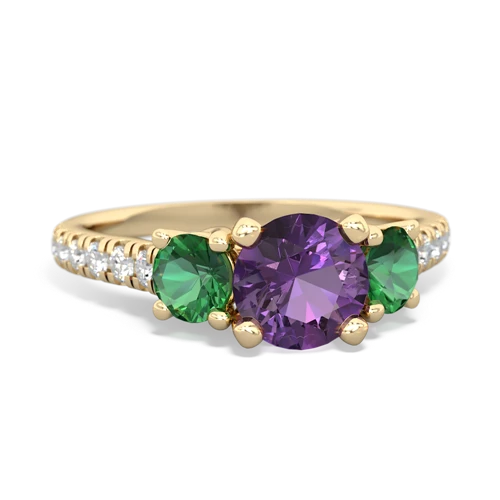 amethyst-lab emerald trellis pave ring