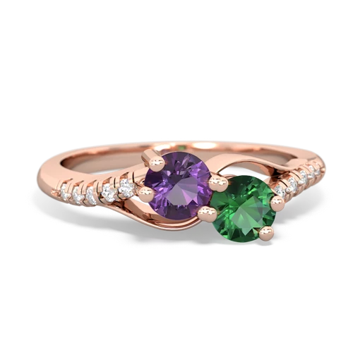 amethyst-lab emerald two stone infinity ring