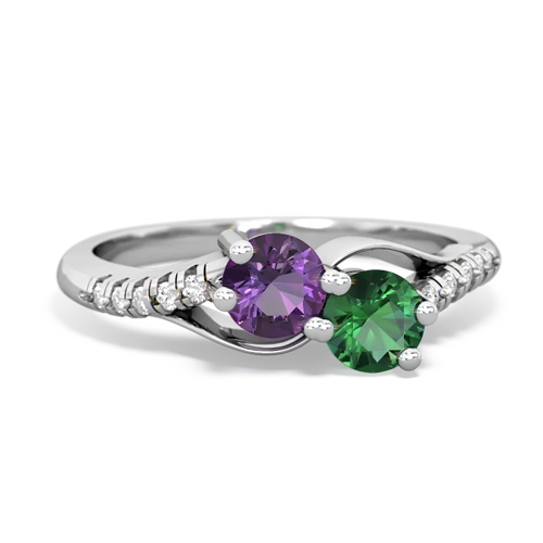 amethyst-lab emerald two stone infinity ring