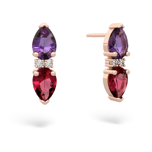 amethyst-lab ruby bowtie earrings
