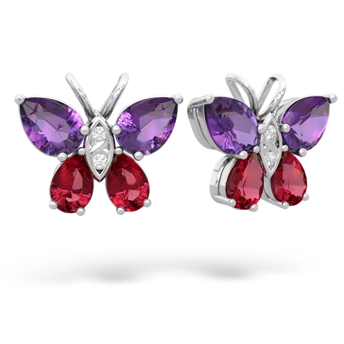 amethyst-lab ruby butterfly earrings
