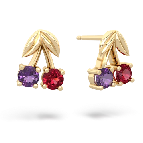 amethyst-lab ruby cherries earrings