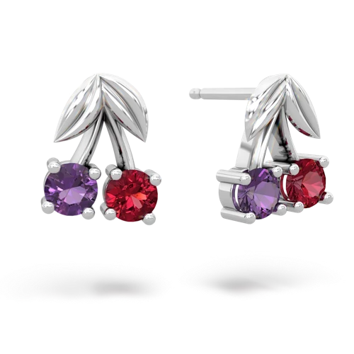 amethyst-lab ruby cherries earrings