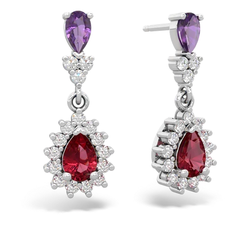 amethyst-lab ruby dangle earrings