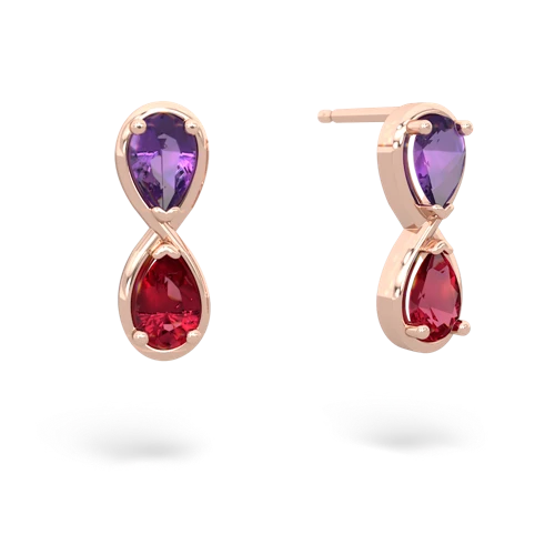 amethyst-lab ruby infinity earrings