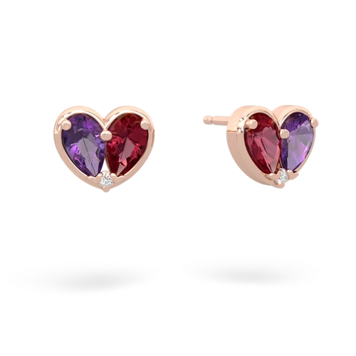 amethyst-lab ruby one heart earrings