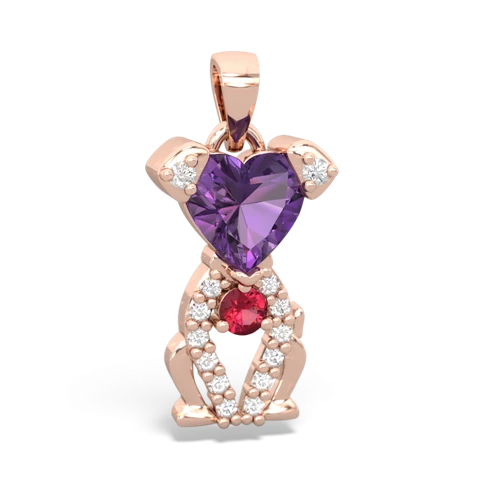 amethyst-lab ruby birthstone puppy pendant