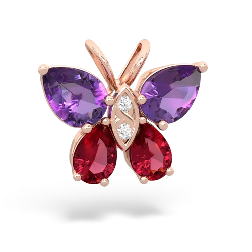 amethyst-lab ruby butterfly pendant
