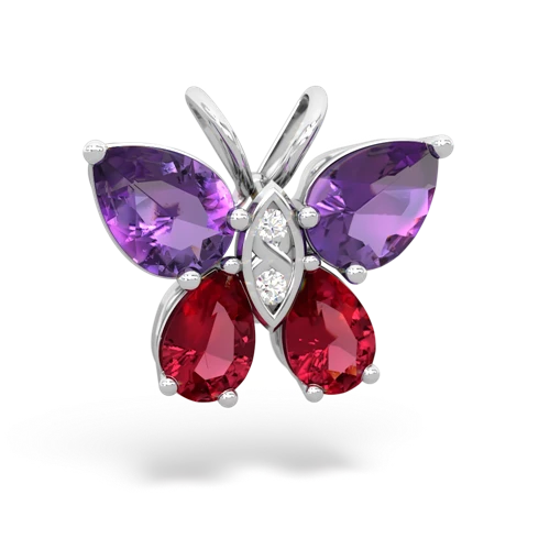 amethyst-lab ruby butterfly pendant